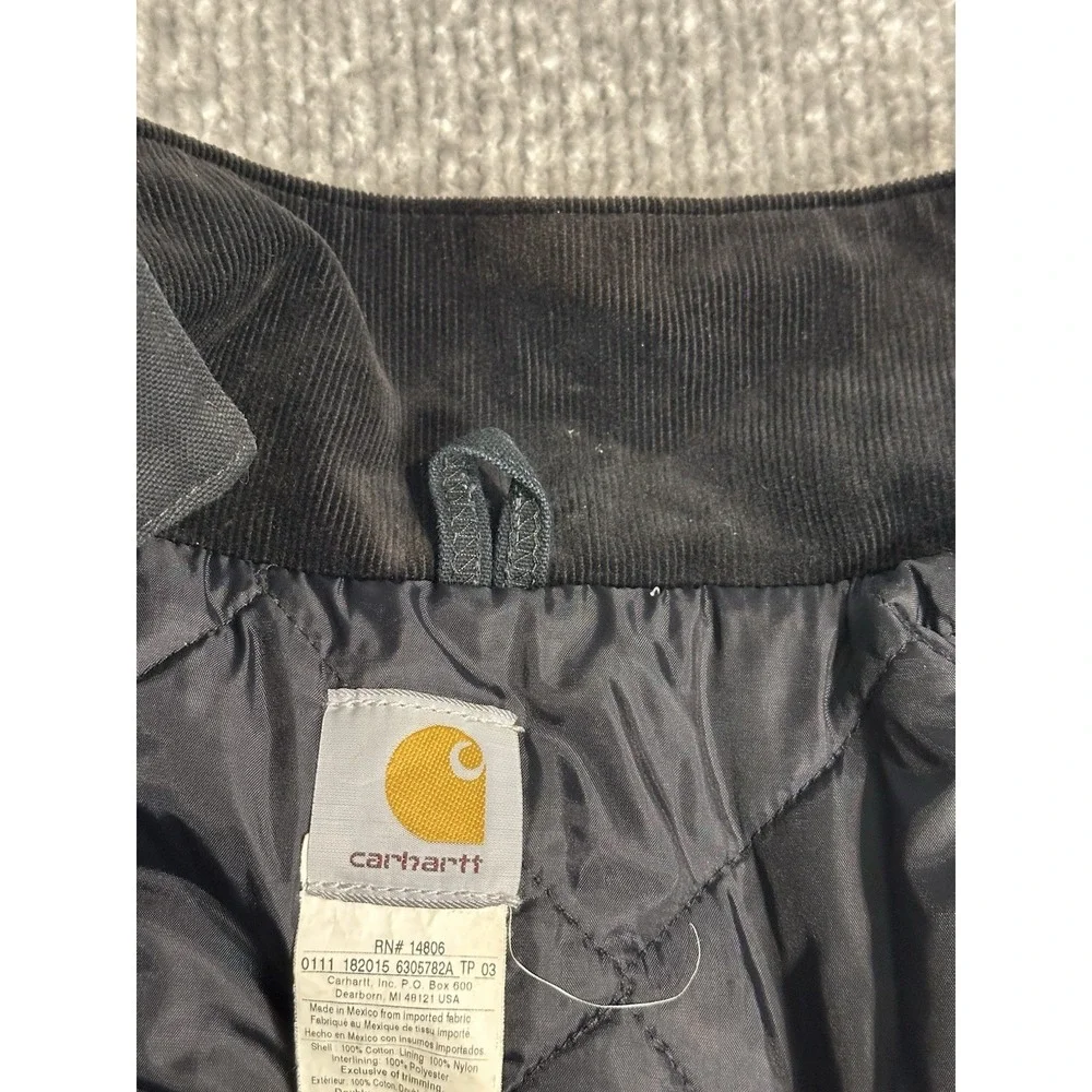 Carhartt Mens Black Large Traditional Arctic Quilt Lined Duck Coat C003